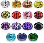 JINGANGZUO Mix 15 Colors Oval Shape Cubic Zirconia Stone Loose CZ Stones for Jewelry Making, 4x6mm 15pcs, Cubic Zirconia, cubic zirconia