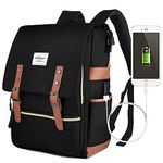 Puersit Laptop Rucksack for Women, Work Laptop Backpack 15.6 inch Men, Water Resistant College School Business Office Computer Bag with USB Charging Port