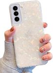 J.west Galaxy S21 Plus Case 5G 6.7-inch, Luxury Sparkle Glitter Translucent Clear Opal Pearly Thinfoil Design Shiny Print Soft Silicone Cover for Women Girls Slim TPU Protective Phone Case Colorful