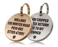 UKR Designs Deep Engraved in Thick Solid Brass or Stainless Steel Dog Tag/Pet ID Tag