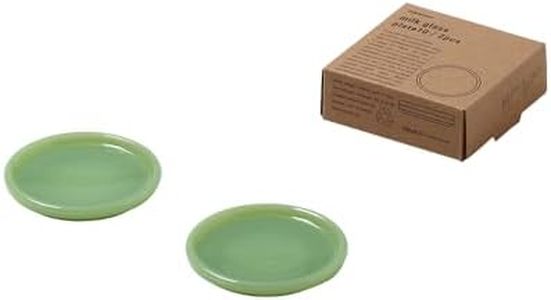 ideaco Milk Glass Tableware Bean Plate, Diameter 3.9 x Height 0.5 inches (10 x 1.3 cm), Milk Glass Plate 10/2 pcs Jade (Milk Glass Plate 10/2 Pieces, Jade)