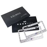 ESLMOC Bling Rhinestone License Plate Frames, Sparkly Diamond License Plate Cover, Glitter Rhinestone Car License Plate Holder ,Stainless Steel Frame with Luxury Giftbox,Party,Birthday Gift ,2 Pack