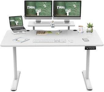 TRIUMPHKEY Bureau Assis Debout 160×70cm Hauteur Réglable Electrique,Blanc Ordinateur,Standing Desk,Table Assis Debout Idéal pour l'apprentissage au Bureau et Les Jeux