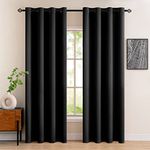 MIULEE Black Blackout Curtains for Living Room 2 Panel Set, Premium Eyelet Curtains for Bedroom, Thermal Insulated Window Curtains Drapes, Black Out Curtains 96 Drop, Each Panel 55 x 96 Inches