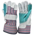 G & F 5215L-5 Premium Suede Double Palm & INDEX Finger Work Gloves with 2 & 1/2 Rubberized SAFETY Cuff, 5 Pair Pack