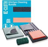 E-Cloth 5-pc Kitchen Bundle, Microfiber Cleaning Cloths Set with Dish Scrubber, Ideal Spotless Cleaner for Granite, Marble, Kitchen, Sink, Dish and Stainless Steel Pot and Pans, 100 Wash Promise