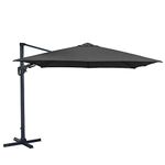 Charles Bentley Outdoor, Garden, Patio 3.5m 8 Strut Premium Quality Cantilever Outdoor Versatile Umbrella Parasol, Water Resistant, Sunshade, Free Standing, Adjustable, Canopy, Grey (350x262)