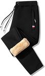 Flygo Men's Warm Fleece Pants Sherpa Lined Active Running Camping Sweatpants (Small, #2 Black)
