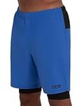 TCA Ultra 2 in 1 Compression Shorts Men Running Gym Shorts for Men with Back Zipped Pocket - Cobalt/Black, S