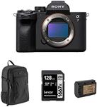 Sony Alpha a7 IV Full Frame Mirrorless Interchangeable Lens Digital 4K Camera, Black - Bundle with 128GB SD Memory Card, Camera Backpack, Extra Battery