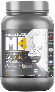 MuscleBlaze Biozyme Iso-Zero, Low Carb Whey Protein Isolate Powder, 27g Isolate Whey Per Scoop (Ice Cream Chocolate, 1kg / 2.2lbs) | USA Patent-Published Enhanced Absorption Formula (EAF)