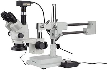 AmScope 7 x -90 X simul-focal estéreo Zoom microscopio en Boom Soporte con luz LED y un USB3 de 18 Mp Cámara