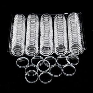 100 Pack 25mm Coin Capsule, Clear Round Plastic Coin Container Capsule, Collection Supplies Container for Coin or NFC Tag