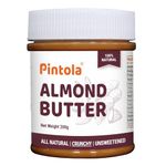 Pintola Almond Butter Crunchy 200g - All Natural Unsalted Butter, Healthy Almond Butter Unsweetened for Bread Spreads, Vegan Almond Butter