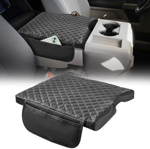 JOYTUTUS Center Console Cover Compatible with 2015-2026 Ford F150, 2017-2026 F250 F350 F450 with 40/20/40 Jump Seat, Leather Armrest Cover Center Console Cushion with Side Pockets (Jump Seat Only)