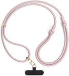 Lawonda Rope Phone Strap Universal Phone Lanyard Adjustable Crossbody Cell Phone Long Neck Strap with Phone Tether Patches Pink