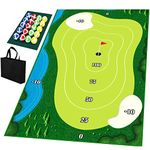 Portable Indoor/Outdoor Golf Game Set with Chipping Golf Play Mat, Hitting Mats, and Golf Training Aid Equipment for Home Backyard Practice - Includes 16 Golf Balls,D style