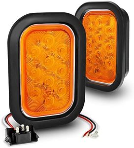 TRUE MODS 2pc Amber 5" x 3" Rectangular LED Trailer Tail Light Kit [DOT FMVSS 108] [SAE I6 P2] [Grommets/Plugs] [Submersible] [Stop Turn Tail Park] [10 LED] Brake Lights for Tow Truck 80" Wide Trailer