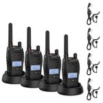 BAOFENG BF-88ST Pro Walkie Talkie, Upgraded Long Range Rechargeable License-Free PMR446 Two Way Radios with LCD Display, VOX Dual Watch, Desktop Charger and Earpieces, 4 Pack