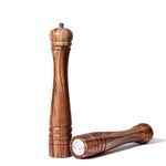 DeroTeno Salt and Pepper Mill Set, Set of 2 Salt and Pepper Grinder with Ceramic Grinder, Acacia Wood, Height 30 cm