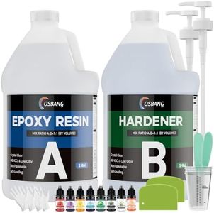 OSBANG Epoxy Resin 2 Gal, Clear Casting Kit for DIY Craft & Beginners, Crystal Clear Epoxy Resin for Casting, Coating, Jewelry Making & DIY, Hard Type No Bubble Non-Yellowing Deep Pour Resin(1 Gal×2)