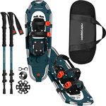 Retrospec Drifter 25/30 Inch Shoes & Trekking Poles Bundle for Men & Women, Fully Adjustable Binding and Carry Bag with Lightweight Aluminum Hiking & Walking Sticks Superior Blue 5308