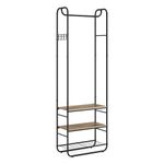 VASAGLE Coat Stand, Hall Tree, Coat Rack with Shoe Rack, Storage Shelves, Hallway, Bedroom, 58 x 28 x 181 cm, Scandinavian Style, Ink Black and Camel Brown HSR081K01