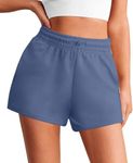 PINSPARK Athletic Shorts for Women Casual Lounge Sweat Short Summer Soft SweatShorts Active Wear with Pockets Blue Large