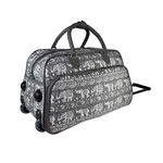 World Traveler Animal Prints 21-Inch Carry-On Rolling Duffel Bag, Grey White Elephant, Grey White Elephant, Animal Prints 21-inch Carry-on Rolling Duffel Bag