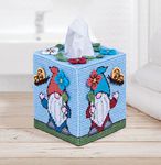 MARY MAXIM Spring Gnomes (7 Count) Plastic Canvas Tissue Box Kit 5"