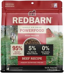 Redbarn Powerfood Air Dried Dog Food - 95% Beef & Beef Organs - High Protein Grain-Free Non-GMO Premium Dry Full Feed or Topper Made in USA with Omega 3 Salmon Oil Flaxseed - 5lb