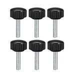 uxcell 6pcs Knurled Clamping Knobs M4 x 20mm Metric Zinc Plated Carbon Steel Male Thread Thumb Screw on Type 16mm Plastic Round Head Threaded Hand Bolt Stud Knobs Black