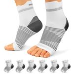 Plantar Fasciitis Sock (6 Pairs) for Men and Women, Ankle Brace Compression Socks with Arch Support for Achilles Tendonitis, Heel Pain, Swelling & Arthritis Relief, White, Large
