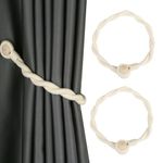 HedongHexi 2 Pack Magnetic Curtain Tiebacks Elegant Curtain Holders for Drapes Outdoor Window Treatment Holdbacks(Ivory,2P)