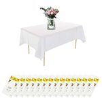 SHUESS 15 Pcs Plastic Table Cover - Table Cloth Party - White Party Table Cover - 54 x 108 Inch Disposable Tablecloths