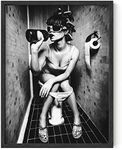 HAUS AND HUES Girl Bathroom Decor Wall Art - Black and White Wall Art, Black Art Wall Decor, Bathroom Picture for Bedroom Decor for Women, Bathroom Art Wall Decor, Black Wall Art (Unframed 12x16)