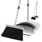 Jade Active Broom and Dustpan Set Long Handled Broom Dustpan Combo - Upright Standing Lobby Broom and Dust Pan Brush w/Handle - Great Edge, Lightweight and Robust