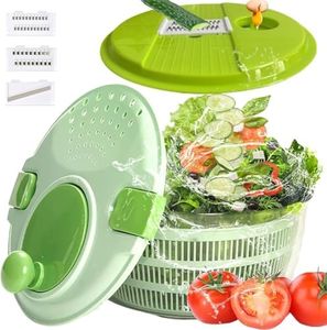 Large Salad Spinner,Vegetables Wash Bowl,5-in-1 Lettuce Dryer & Vegetable Chopper with Egg Yolk Strainer, Quick Dry, Easy Clean,Efficient Spin Dryer for Greens,Fruits,Herbs,Pasta
