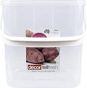 Decor Tellfresh Super Square Food Storer with White Handle, 12.5 Litre Capacity