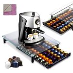 MASTERTOP Coffee Pod Holder - Gorgeous Coffee Pod Storage Drawer Holder for 60 Capsules, Functional Coffee Storage Drawer Holder, Tempered Glass, 1 Pcs Cleaning Cloth