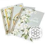 [3 Pack] Jasmine Scented Notebook Set with Long Lasting Aroma - 6" X 9" Spiral Notebooks with Coordinating Designs - Relaxing Floral Aroma Journals for Writing to Help You Unwind - Small Notebook Set