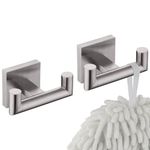 KOKOSIRI Robe Hook Bathroom Double Towel Coat Hooks for Bath Kitchen Wall Mounted, 2 Pack Brushed Nickel Stainless Steel B1015BR-P2