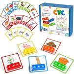 Aizweb CVC Word Game,Phonics Games Flash Cards for Preschool Kindergarten Classroom Supplies,Special Education Reading Manipulative Spelling Toy for Learning Activity Teacher School