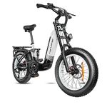 Cyrusher Kommoda 20Inch Aluminum Electric Bike for Adults, 250W 15mph 48V 14Ah, 50-Mile Range, Full Suspension, Dual Disc Brakes, 4-Inch Fat Tires, White
