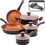 Farberware 10365 Glide Dishwasher Safe Nonstick Cookware Pots and Pans Set, Aluminum, Black