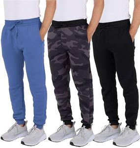 Real Essentials Big & Tall King Size Mens Joggers Sweatpants Fleece Pants Sweat Clothing Pockets Baggy Elastic Cuffed Workout Bottom Athletic Soft Warm Winter Gym Active, Set 8, 5X, Pack of 3