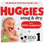 Huggies Snug & Dry Disposable Baby Diapers, Size 1, 200 Count