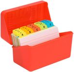 H4D 3x5 Index Card Holder with 100 Heavyweight Ruled Index Cards and 25 Plastic Dividers, Red