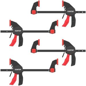 XUNTOP 4 * 6 Inch Bar Clamps for Woodworking Trigger Clamps with 600N/60KG Clamping Force Spreader/Quick Clamps Set with Quick Change Button for Wood Gluing