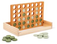 Brooklyn Neutral Wooden 4 in a Row- Aesthetic Board Games -Coffee Table Decor- Montessori Travel Games for Kids and Adults-2 Player-Housewarming Gift Ideas